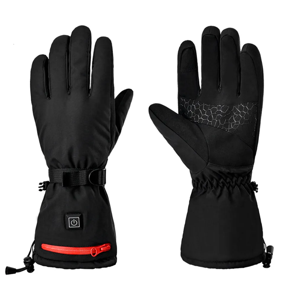 Ski Gloves Sarung tangan pemanas listrik musim dingin sarung penghangat luar ruangan antiair 3 gigi dapat disesuaikan 230905