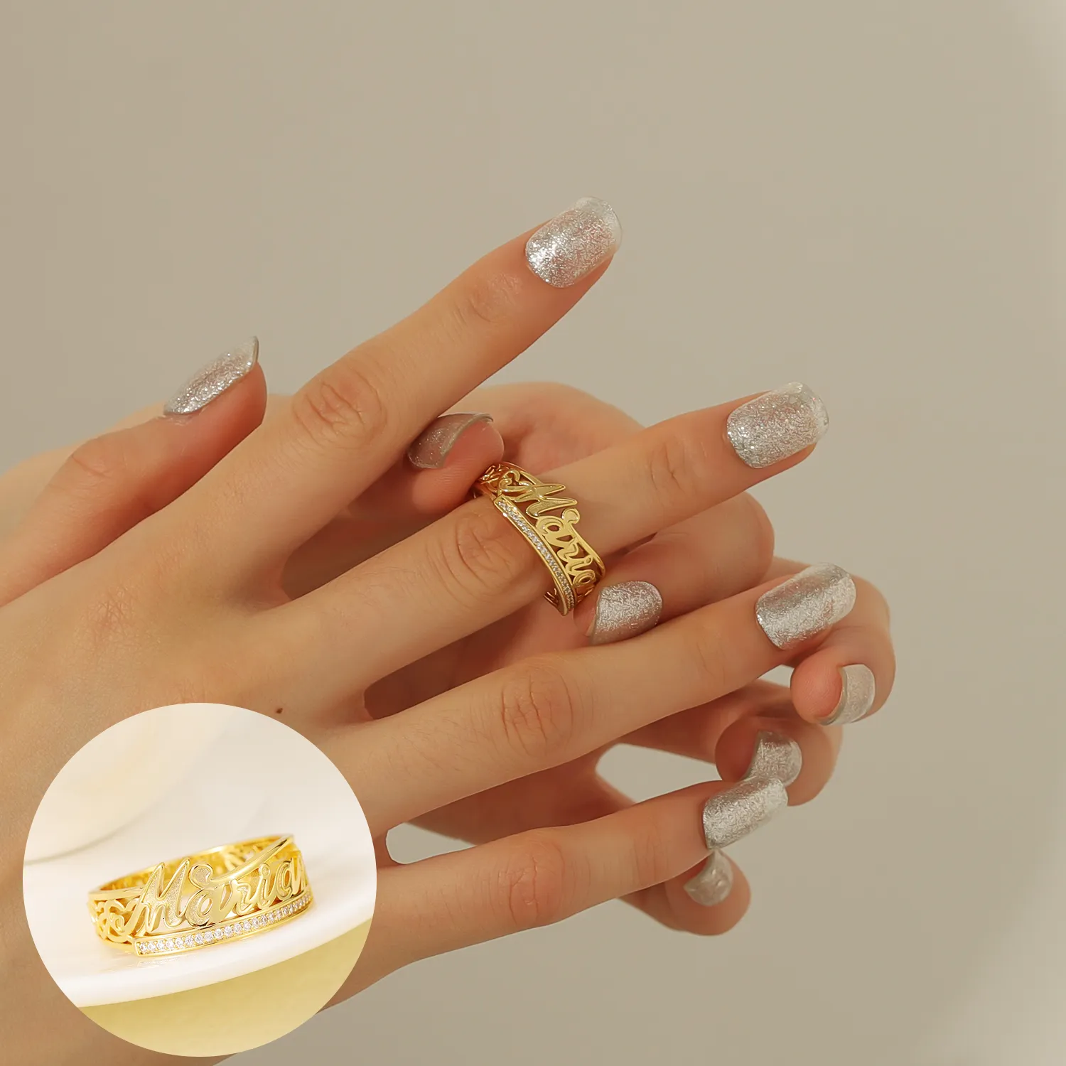 Anelli Per Coppia Personalizzati Anello Con Tre Nomi Di Rimorchio