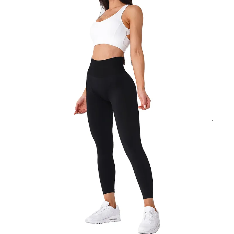 NVGTN Womens High Waisted Spandex Crossover Leggings Solid