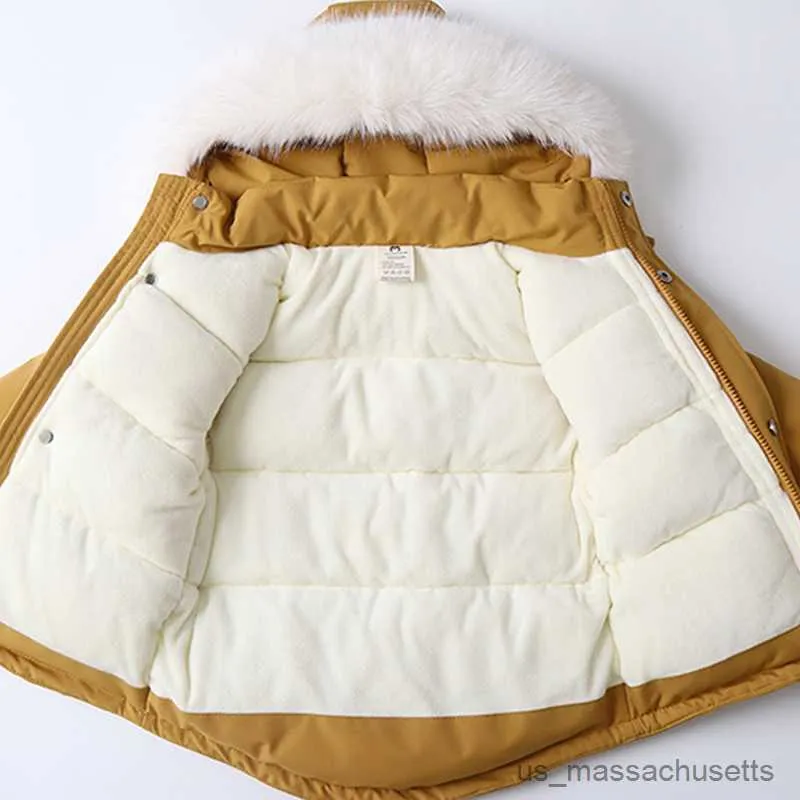 Manteau d'hiver en duvet de coton pour filles et garçons, vêtements épais et chauds à capuche, vêtements d'extérieur pour enfants, R230905