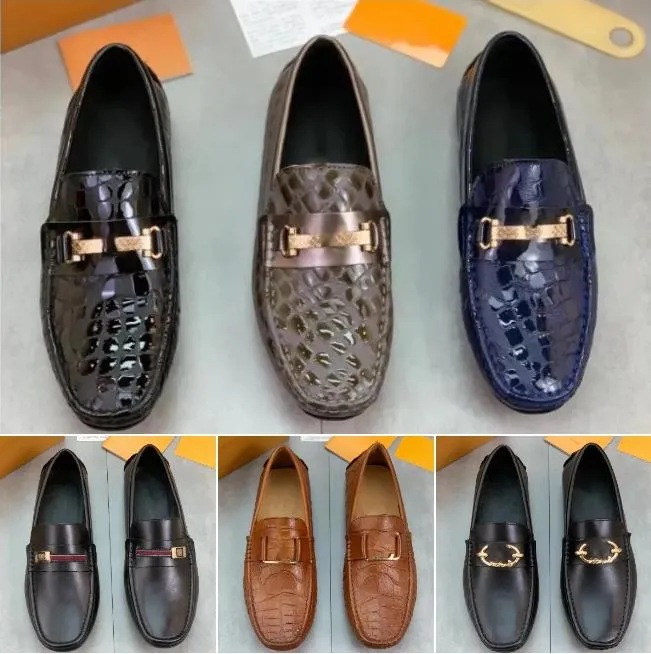 أحذية Mocasines AA Spring Autumn Men Hockenheim Genuine Leather Loafers Shoes Designer Luxury Designer Disual Laiders Black Golden Size 38-45