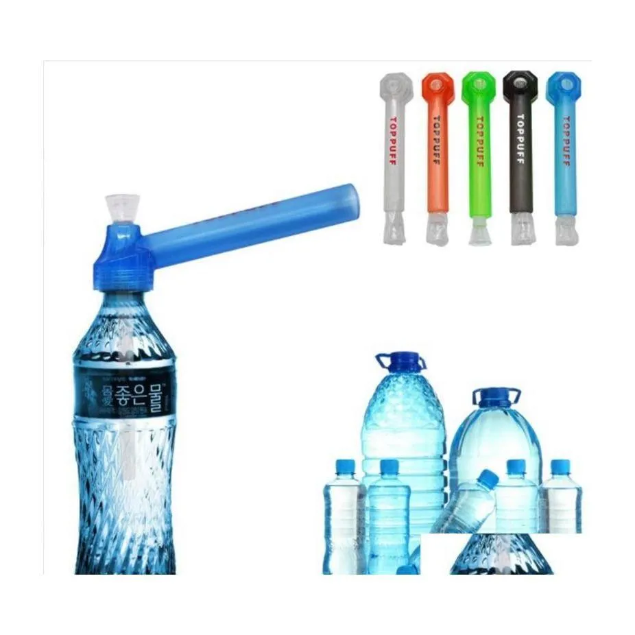 Tubi per fumatori Pipa ad acqua da viaggio Narghilè superiori Puff Toppuff Bong in vetro Convertitore istantaneo portatile a vite su bottiglia Colore misto Goccia D Dhe6P