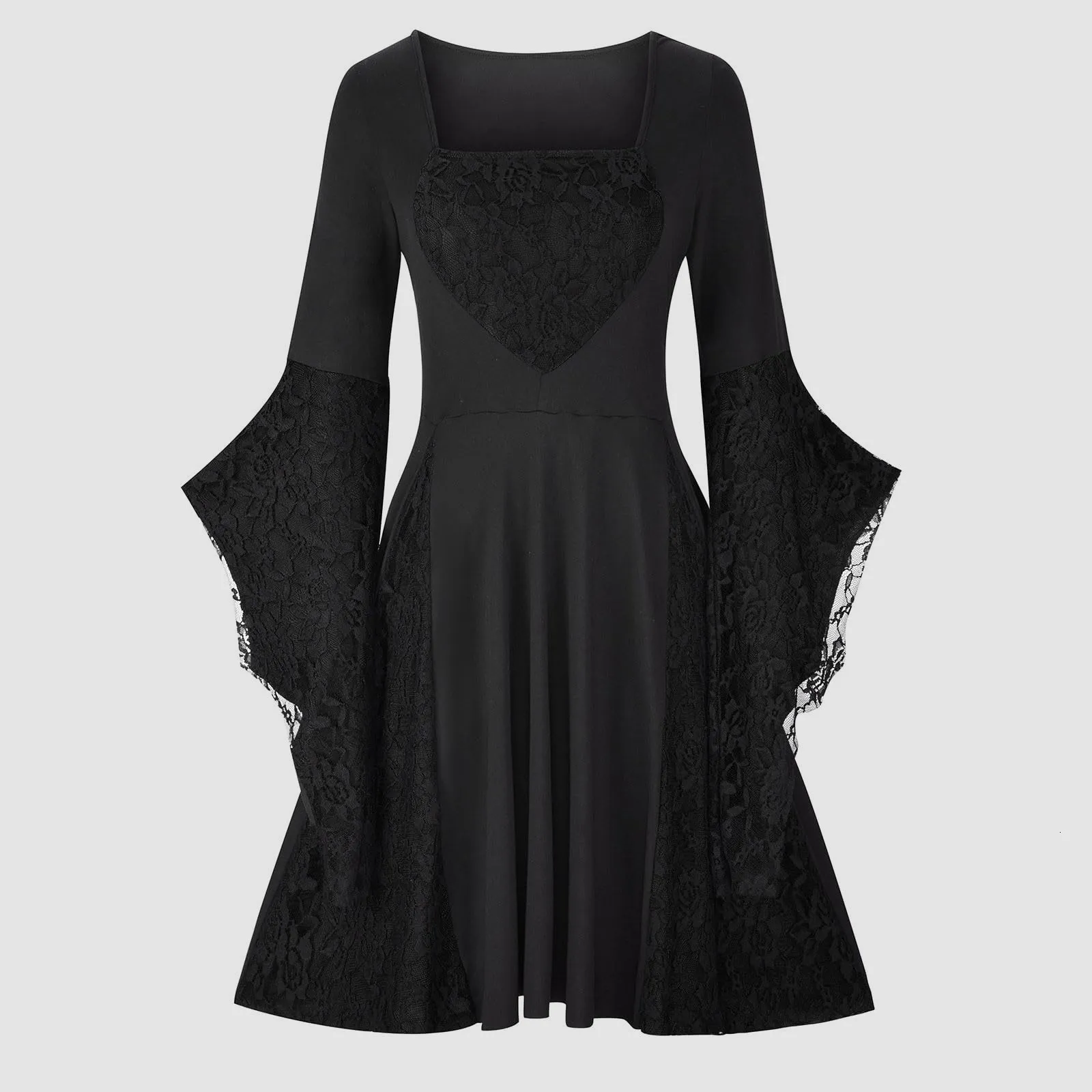 Casual Long sleeve Bell-sleeve Solid Color Pachwork Plus size bodycon Dresses Casual Long sleeve Bell-sleeve Solid Color Pachwork Plus size bodycon Dresses