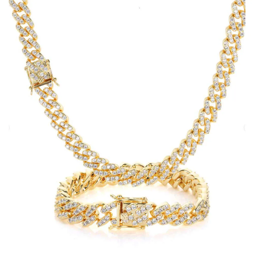 Miami Cuban Link Chain 12mm Hiphop Necklace 18k Gold Plated Iced Out Full Zircon Cuban Chain Mens Hip Hop Jewelry