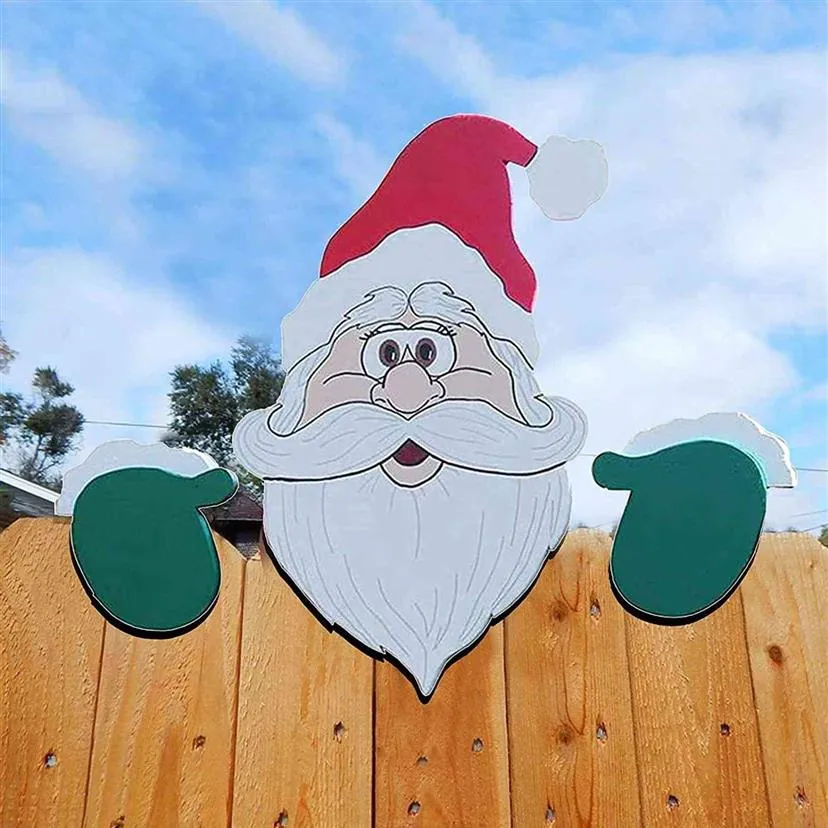 Santa Claus Fence Peeker Christmas Dekoracja Święta na świeżym powietrzu do okazji domowej imprezy ogrodowej Deco Ozdoby Nowe lata H1112294N