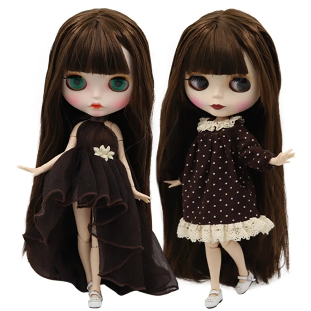 Dockor Icy DBS Blyth Doll 16 BJD Anpassat ansikte med brunt hår naken Joint Body for Girl Gift Toy BL0521 230904