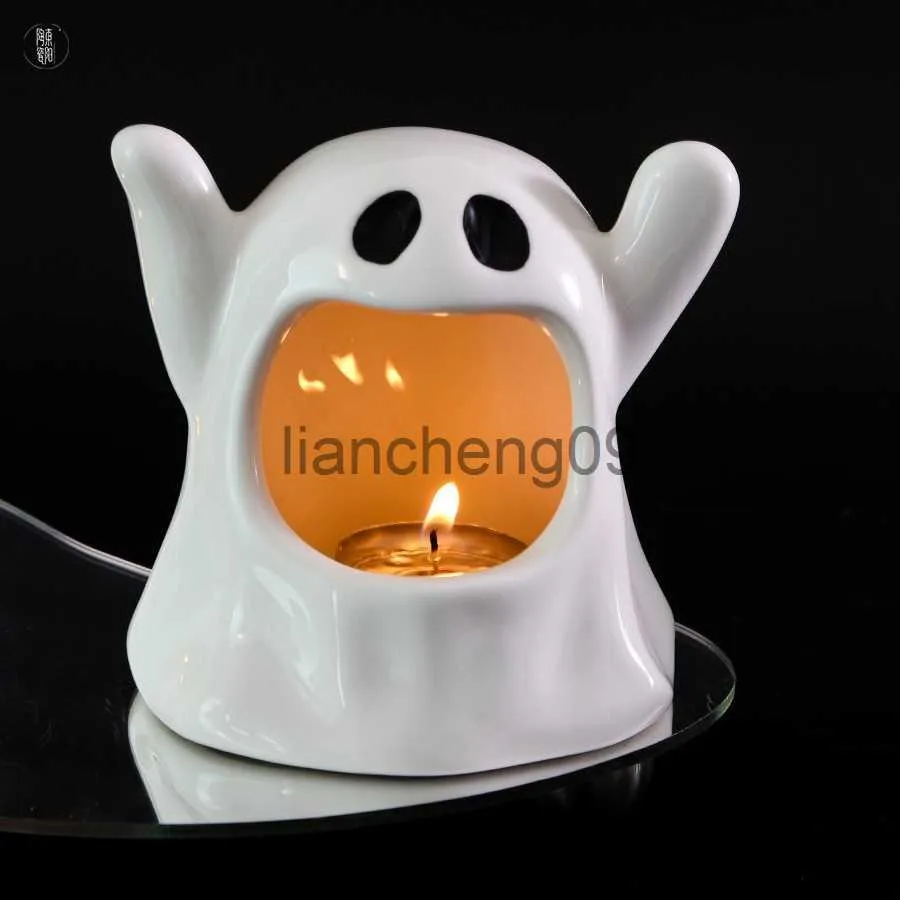 Decorazione per feste Kawaii Fantasma Halloween Portacandele Tavolo da casa in ceramica Candeliere da tavolo Soggiorno Decor Candele profumate Ornamenti con bastoncini x0905