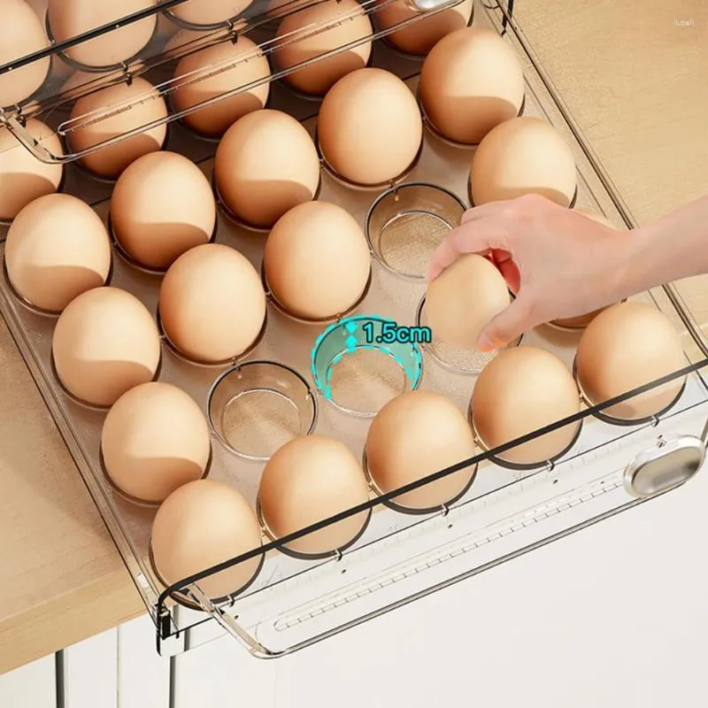 Storage Bottles Refrigerator Egg Holder 2-tier Drawer Organizer Capacity Double Layer Container With Timer Scale Space-saving