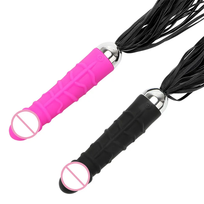 dildo peitsche Bondage echt Leder Peitsche mit 100% Latex Dildo Penis Griff main image 0