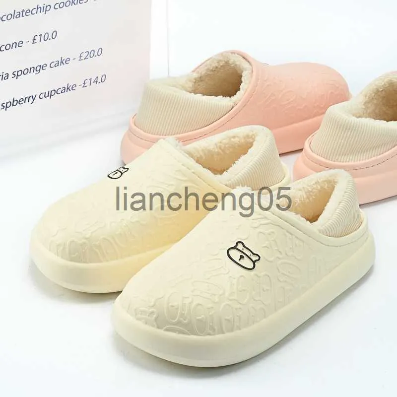 Slippers VCEO Autumn and Winter Relief Bear Beac مع Cashmere Women Cotton Slippers Silled Soled Home Home Dark Cotton Shoes x0905