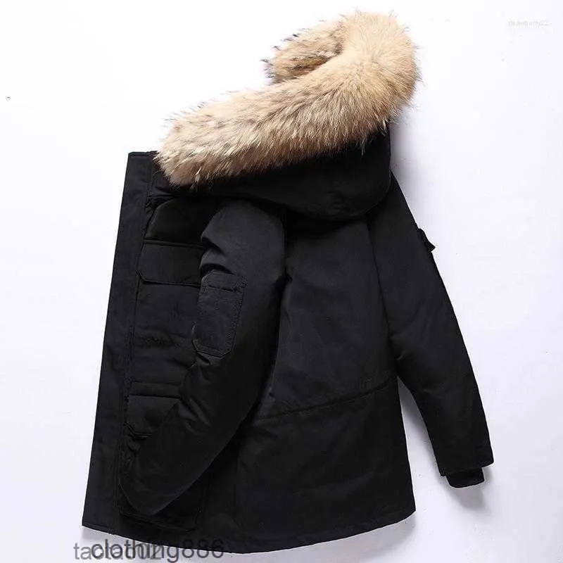 Parkas pour hommes garder au chaud -30 degrés blanc canard veste d'hiver hommes coupe-vent à capuche col de fourrure épaissir manteau mâle taille S-3xl Stra22y7cv