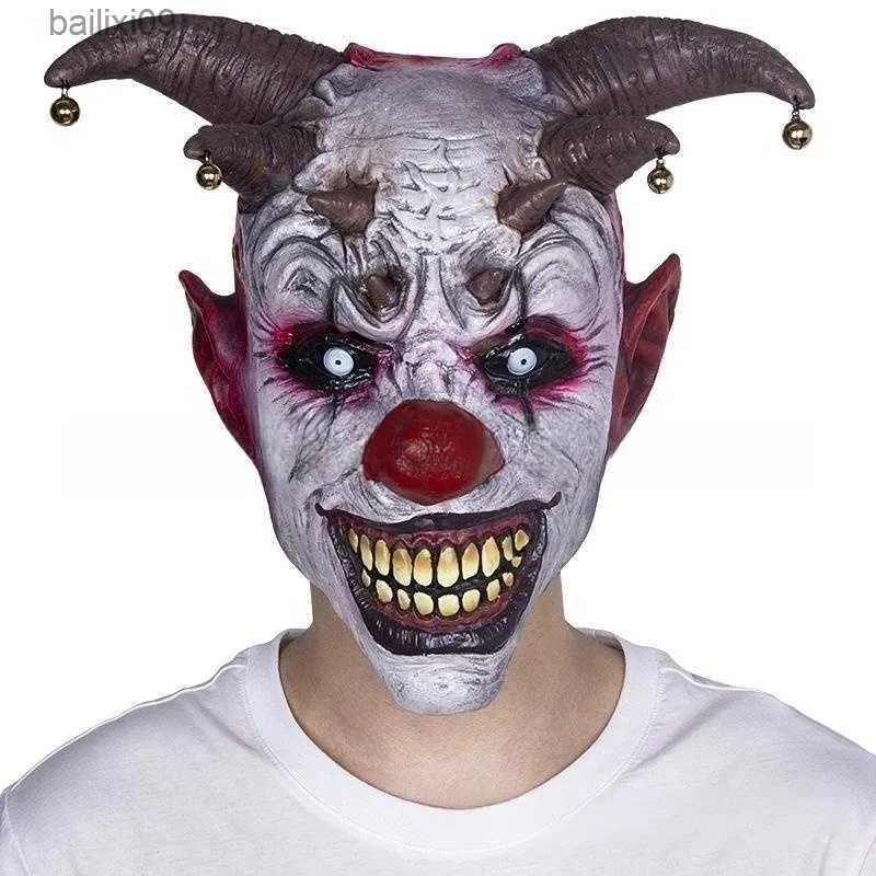 Masques de fête Costume d'Halloween edly souriant Horreur Masque de clown Effrayant Clown Latex Visage Cosplay Props Carnaval Masque de fête T230905