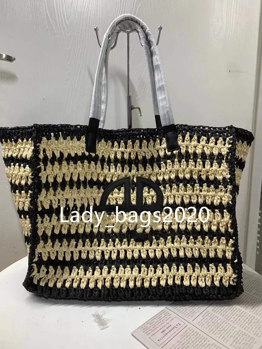 Newset Large Tote Niche Beach Bags Woven Seaweed Designer Bag 46cm Fashion Handmade Big Canvas Tote Luxury Handbag Large Women Men Capacity Outdoor Bags 54cm