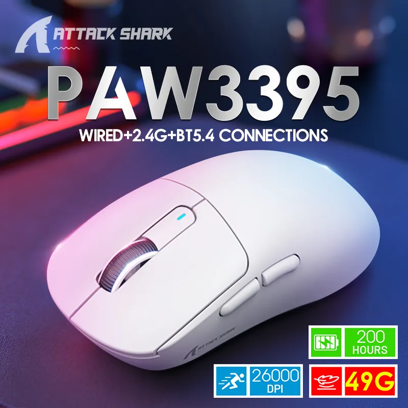 Souris souris de jeu nirkabel Pixart 3395 ordinateur Esports Bluetooth Pro 26000 DPI dapat disesuaikan 230905