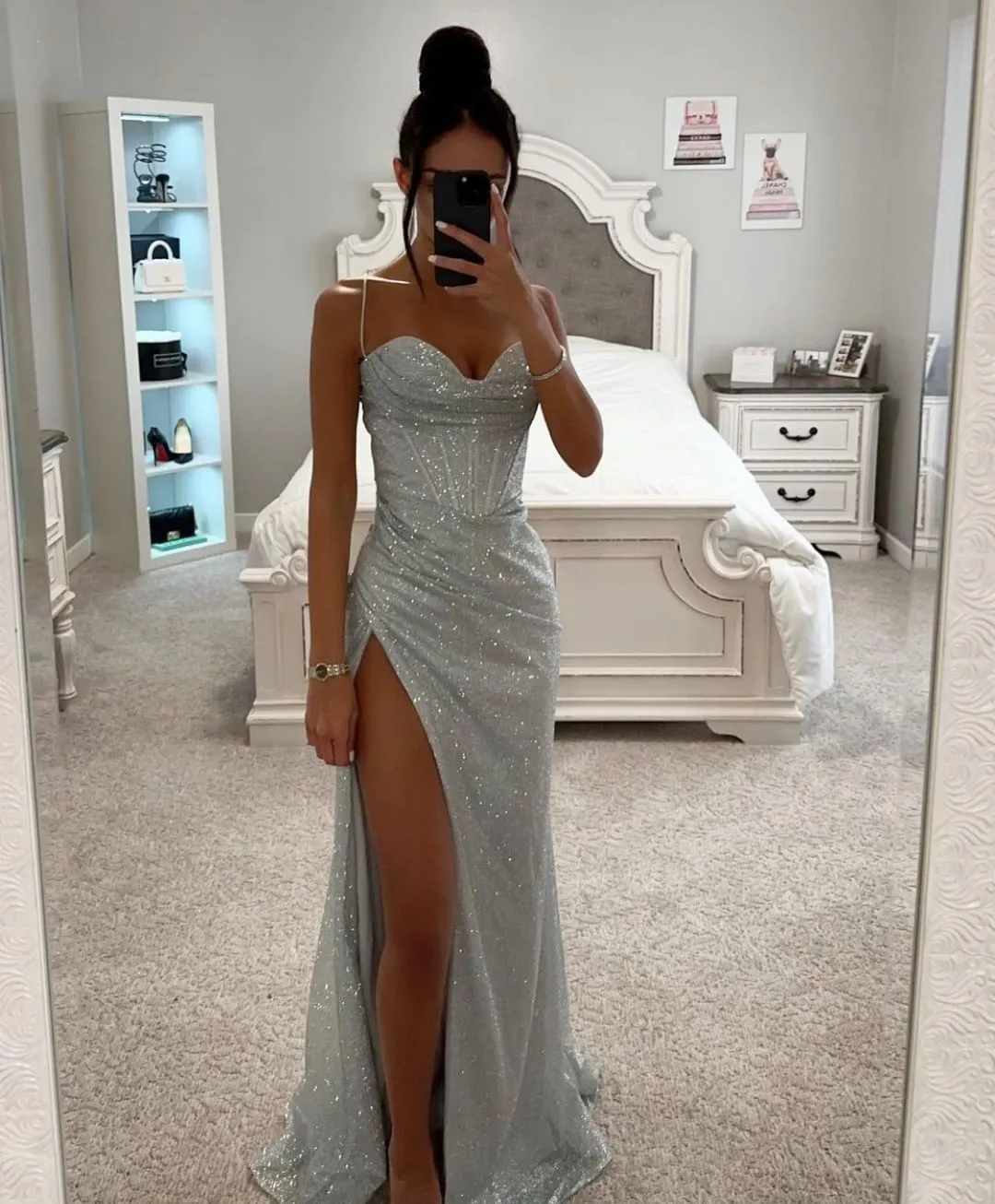 Ruched Sheath Column Sweetheart Silver Prom Dress Ruched Sheath Column Sweetheart Silver Prom Dress