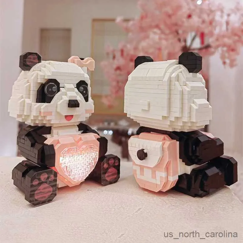 Bloki kreatywne bloki budowlane zwierzęce śliczne bloki diamentowe panda dla dziewcząt chłopców prezent urodzinowy