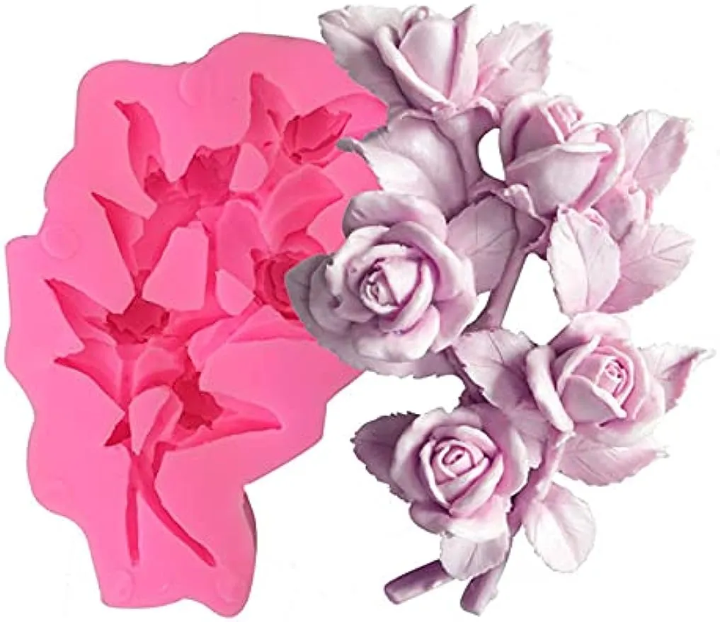 Fiori 3D Stampi per fondente in silicone Torta di rose Stampi per cioccolato Stampo decorativo per gioielli con fiori secchi 1221940