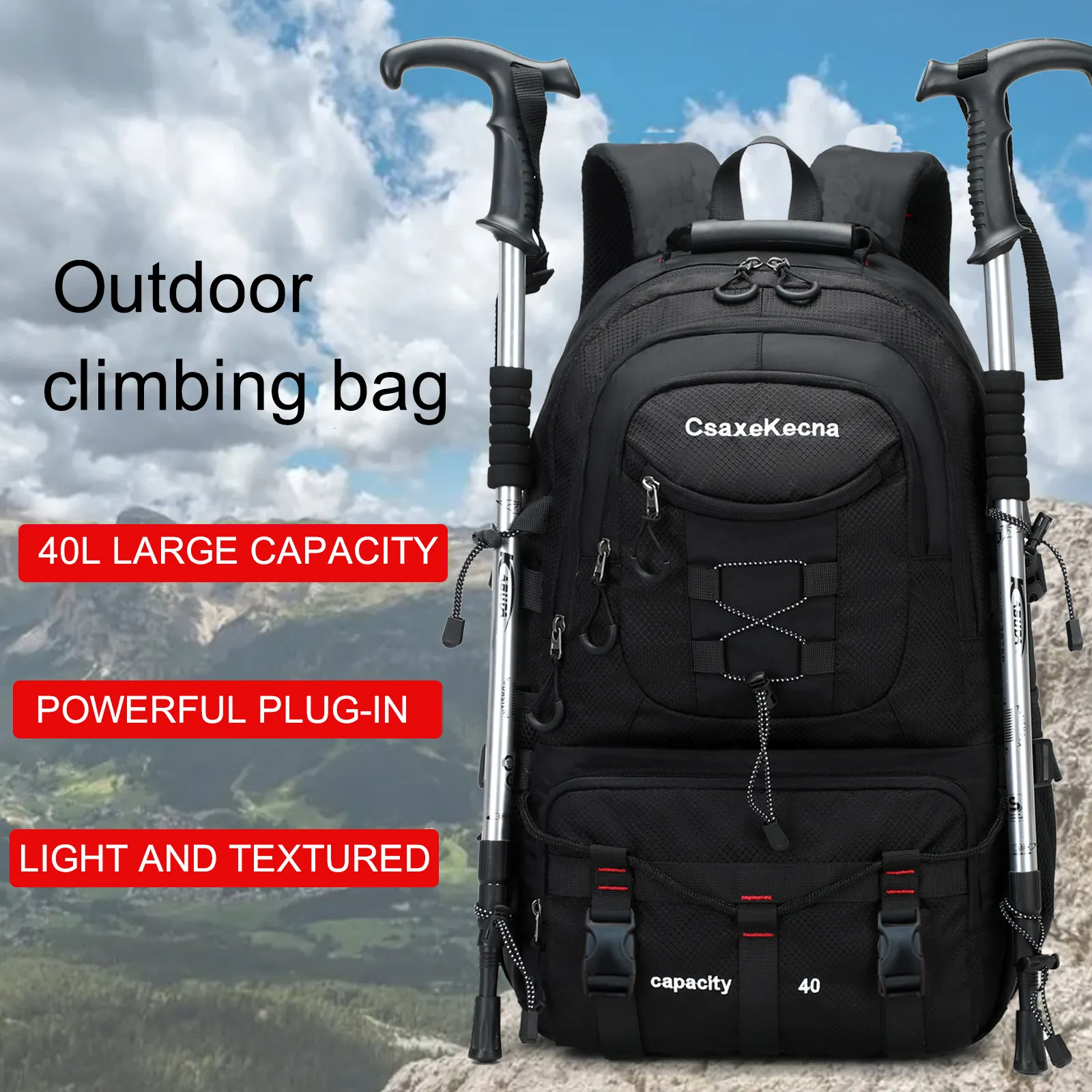 40L Climbing Backpack For Men Large Capacity Outdoor Travel