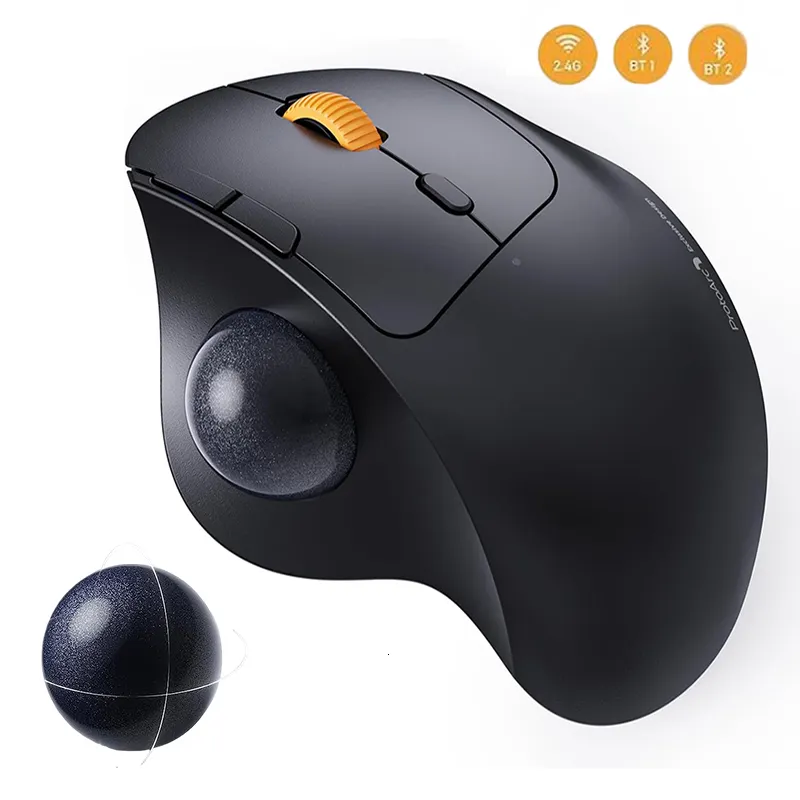 Mice Mouse Trackball 2 4G nirkabel RGB tetikus ergonomis dapat diisi ulang Rollerball 3 perangkat koneksi untuk PC iPad Mac 230905