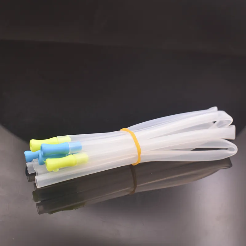 Tubo di paglia in silicone all'ingrosso 6 * 8mm lungo 15 cm Accessori per fumatori con punta colorata per narghilè bong in vetro a LED