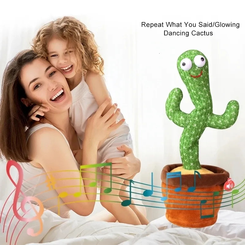 Dancing Cactus Repeats What You Say, Jouet électronique en peluche avec  éclairage, jouet pour bébé drôle, avec 120 chansons en anglais et fonction
