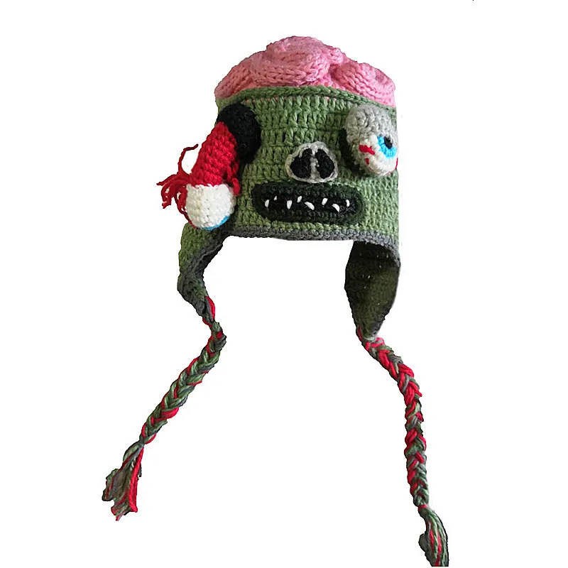 Beanieskull Caps Bomhcs Zombie Eyes Knitted Beanies Party Halloween Costume Accessory Gifth Hat S 4850cm l大人5361cm 230904