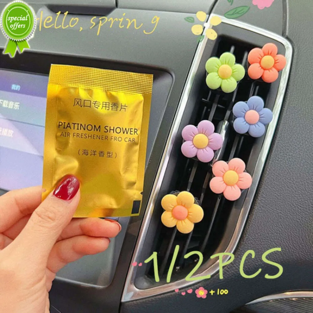 Nuevo 1/2 Uds aromaterapia de flores decoración para salida de aire del coche ambientador con Clip de Perfume decoración de flora colorida accesorios para automóviles