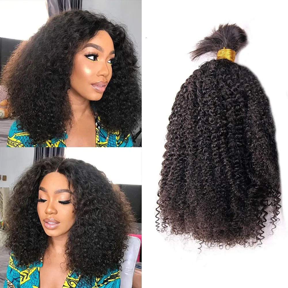 Lace Wigs Mongolia Afro Keriting Rambut Manusia Massaal voor Mengepang of Pakan Bundel Exclusief voor WANITA HITAM 100G 230905