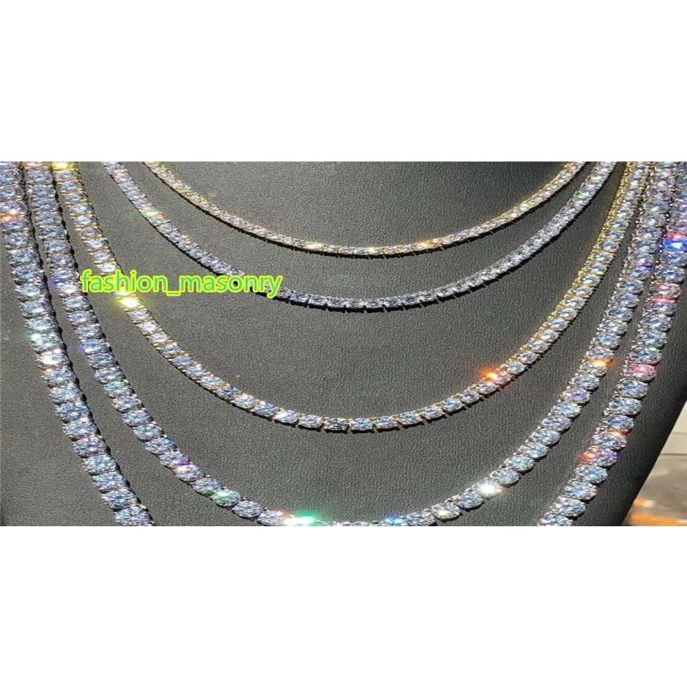 Iced Out Tennis Chains 1 Row Mens Halsband Gold Silver Plated Luxury Fashion Artificial Diamond Rhinestone Bling Hip Hop Jewelry 7787179