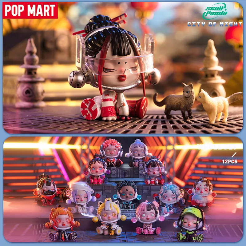 Boîte aveugle POP MART Skullpanda série ville de nuit, boîte aveugle 1 pièce/12 pièces, cadeau d'anniversaire, jouet pour enfant, boîte mystère 230904