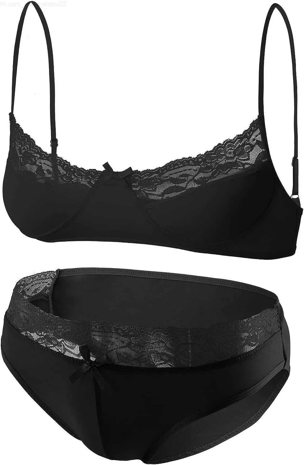 Bras ABAFIP Mens Sissy Bra And Underwear Set Flower Lace Bow Bikini  Underwear PJ SetLF20230905 From 18,96 €