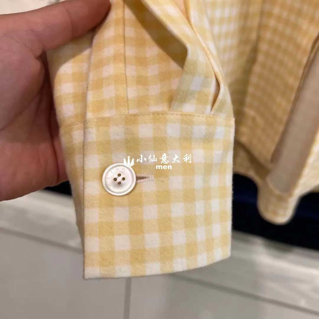 Casacos masculinos com capuz e xadrez amarelo primavera kiton