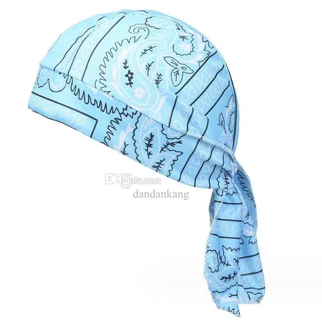 Cappello da pirata Moda Bandana Copricapo Berretto di seta da ciclismo traspirante all'ingrosso con cappelli Durags setosi in raso a coda lunga Berretto casual adulti di moda