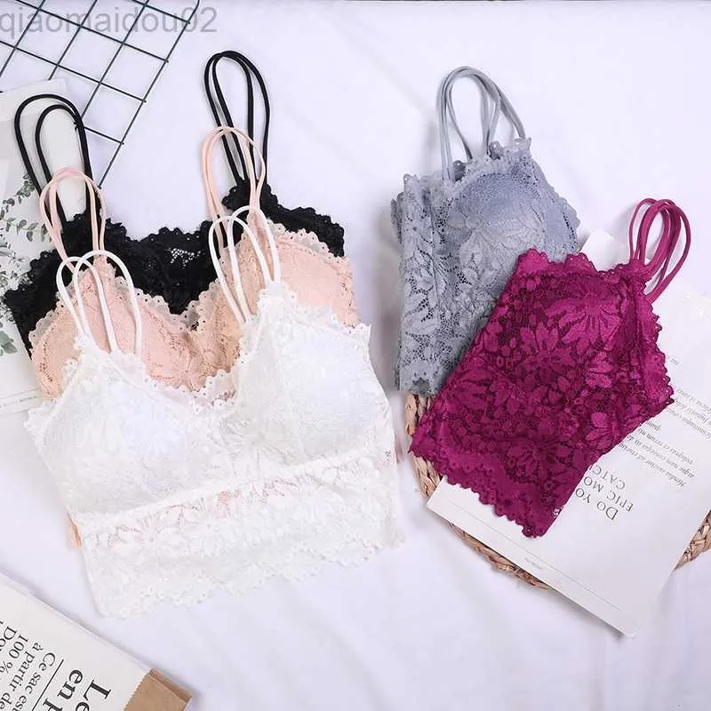 Lace Bras for Women Comfortable Sexy Bralette Solid Color Underwear Vest  Female Hollow Out Wireless Crop Top Seamless Lingerie