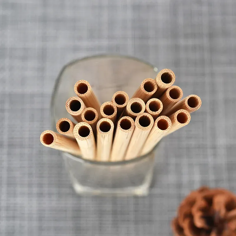 Natural 100% Bamboo Drinking Straws Eco-Friendly Sustainable Bamboo Straw Reusable Drinks Straw for Party Kitchen 20cm
