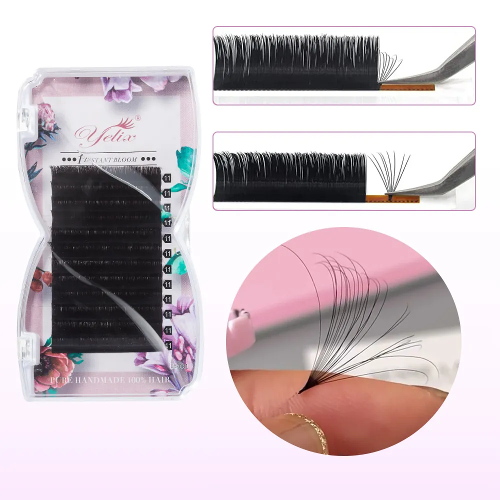 Falska ögonfransar Easy Fan Lashes 825mm Volym Russe Autofan Cilios Soft Professional Eyelash Extension Faux Cils Natural Individual 230904