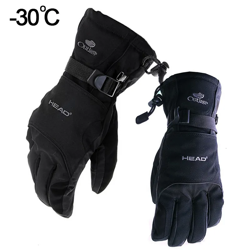 Ski Gloves Black Snow Ski Gloves Waterproof -30C Degree Winter Warm Snowboard Gloves Men Women Motocross Windproof Cycling Motorcycle Black 230904