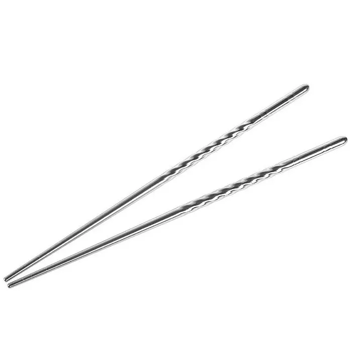 Stainless Steel Chopsticks Spiral Decoration Reusable Chop Sticks E00688