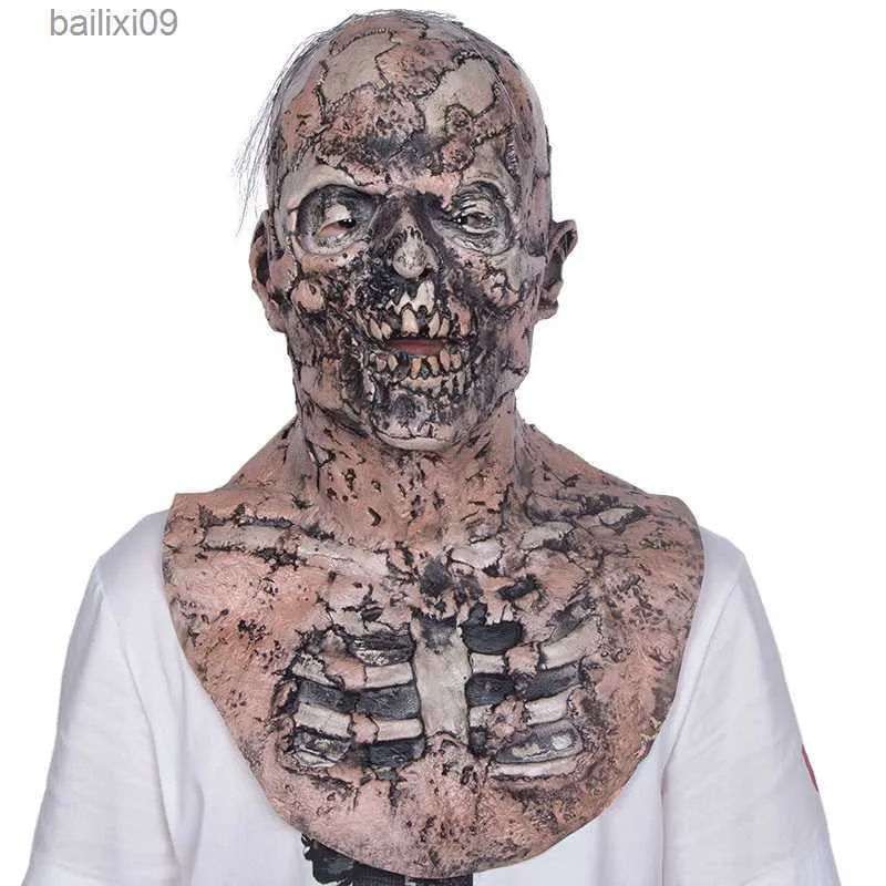 Maski imprezowe Scary Walking Dead Zombie Mask Lateks Creepy Halloween Costume Horror Bloody Adult Halloween Rekwizyty Dekoracja T230905