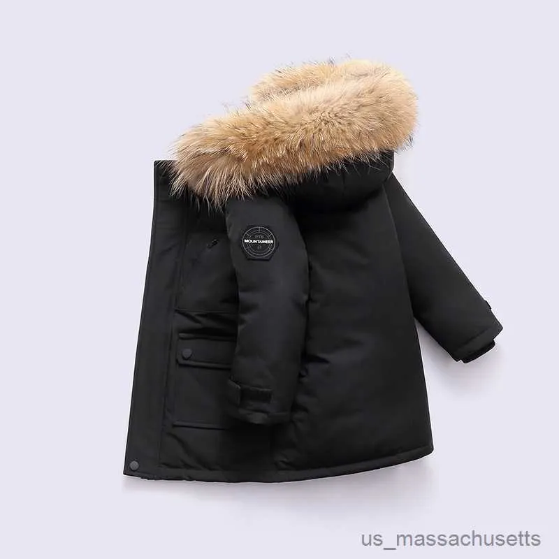 Donsjas Kinderen Winter Kapmantel Dikke Warme Witte Donsjack Jongen kleding kinderkleding Bovenkleding 2-12 R230905