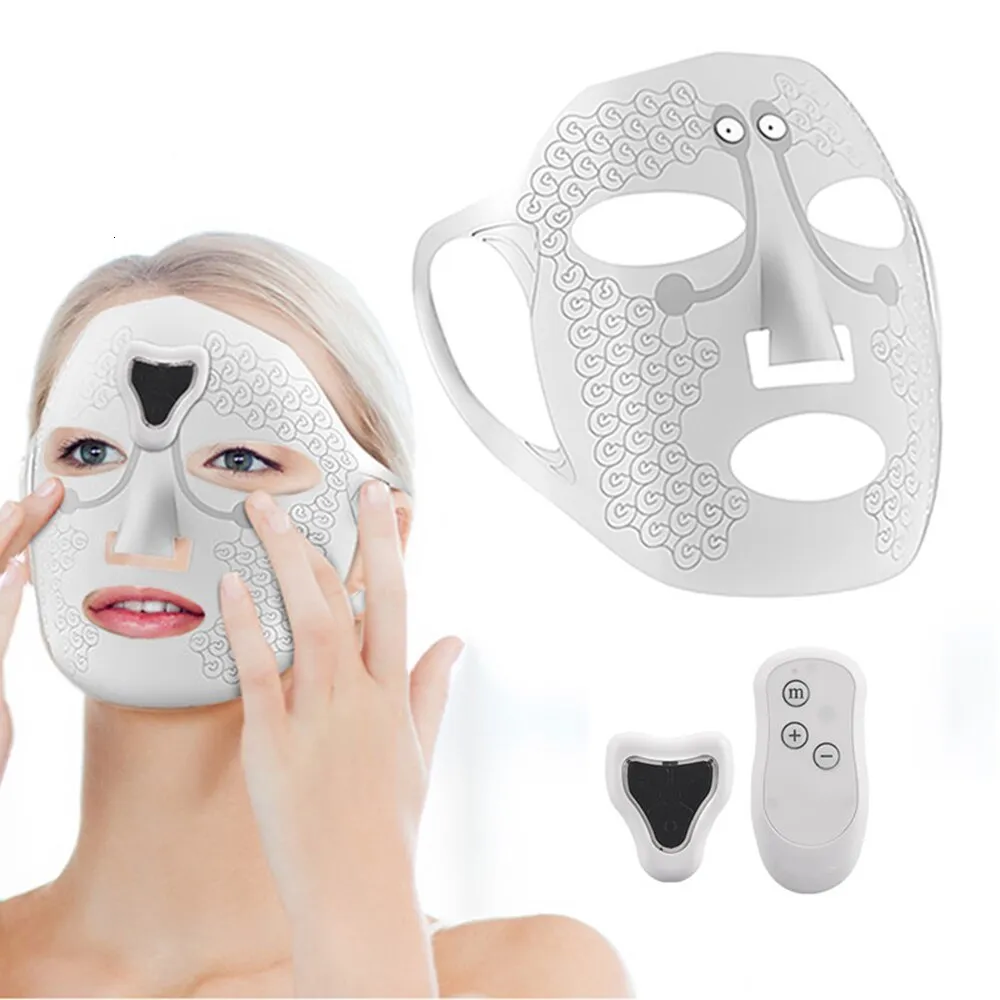 Dispositifs de soins du visage Masque électrique EMS Microcourant Appareil de beauté Machine Vibration Beauté Masseur Peau Serrer Levage Spa Masque Facial 230904