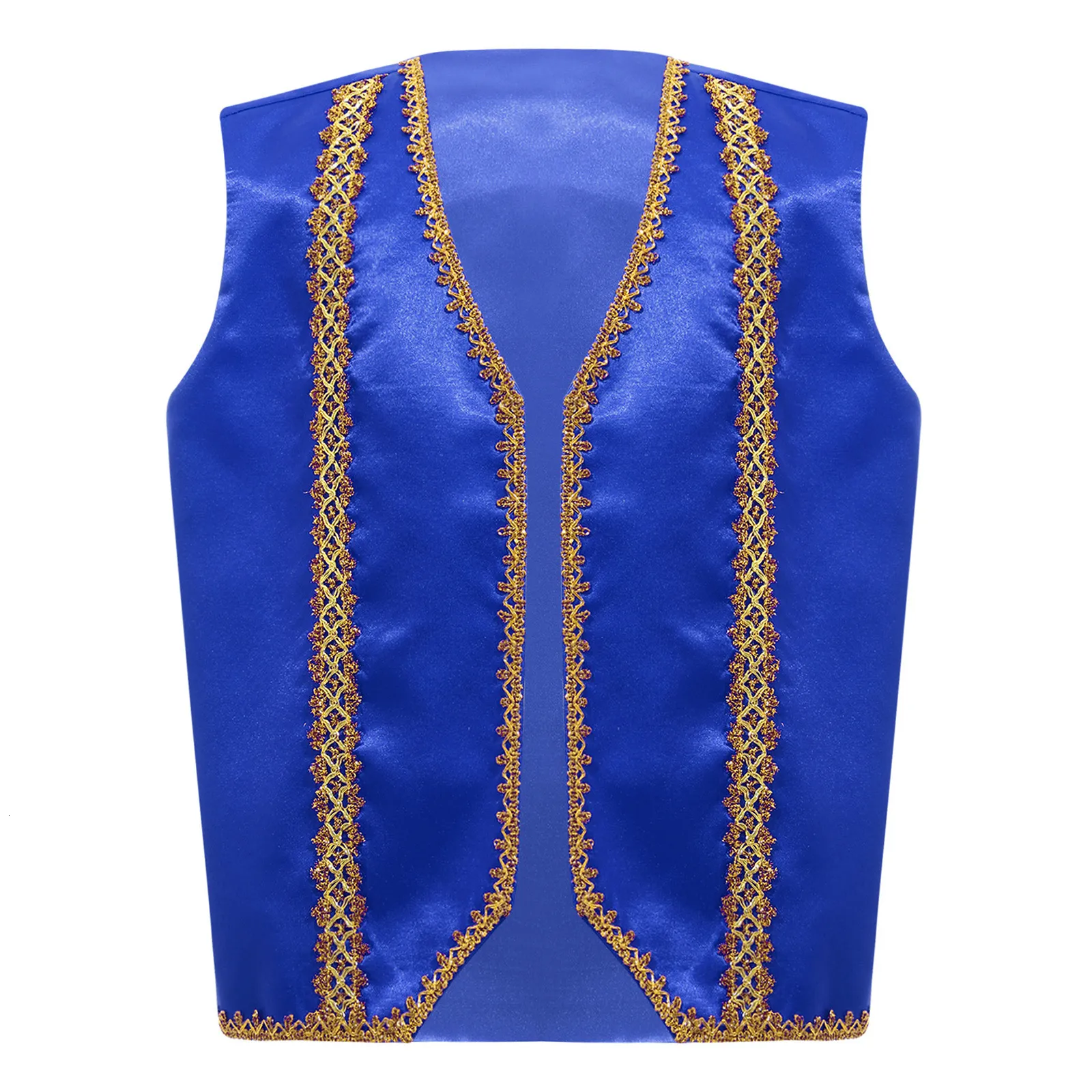 Waistcoat Kids Boys Girls Medieval Steampunk Waistcoat Halloween Theme Party Cosplay Costume Gothic Arabian Prince Vest Golden Trim Jacket 230904