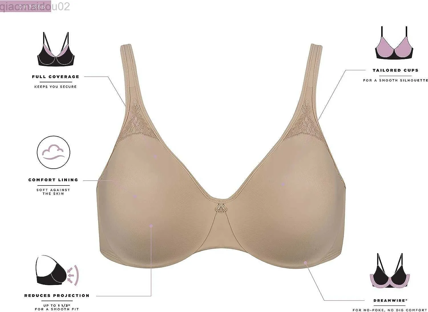 Bras Bali Women's Comfortable Shrink Bra Fully Covered Steel Ring Bra  Seamless CupLF20230905