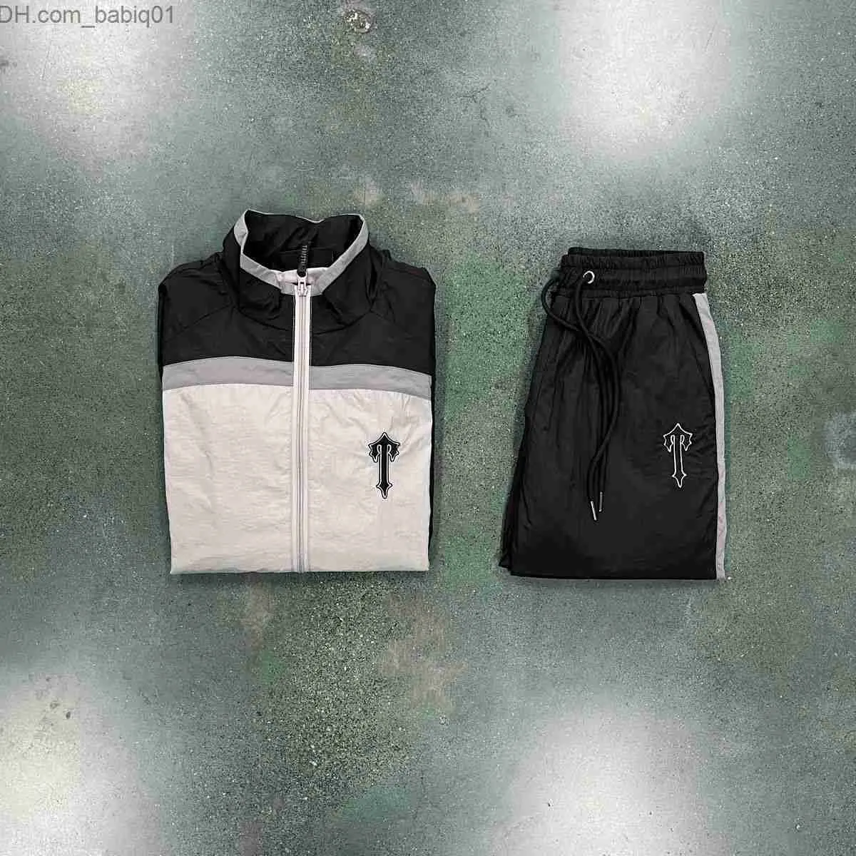 Мужские спортивные костюмы Trapstar TRACKSUIT Irongate T Shellsuit-Cery/Black Crey 1 1 Спортивная одежда высшего качества с вышивкой Спортивные штаны Европейские размеры XS-XL T230905