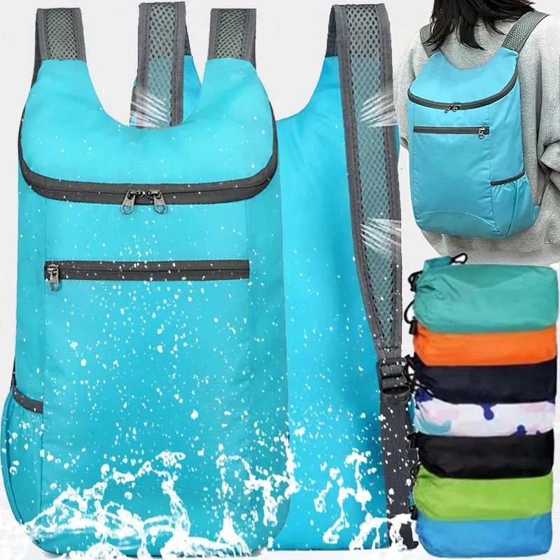 Bolsas escolares Bolsa de alta capacidad Mochila portátil ligera plegable impermeable plegable paquete ultraligero para mujeres hombres viajes al aire libre senderismo 230905