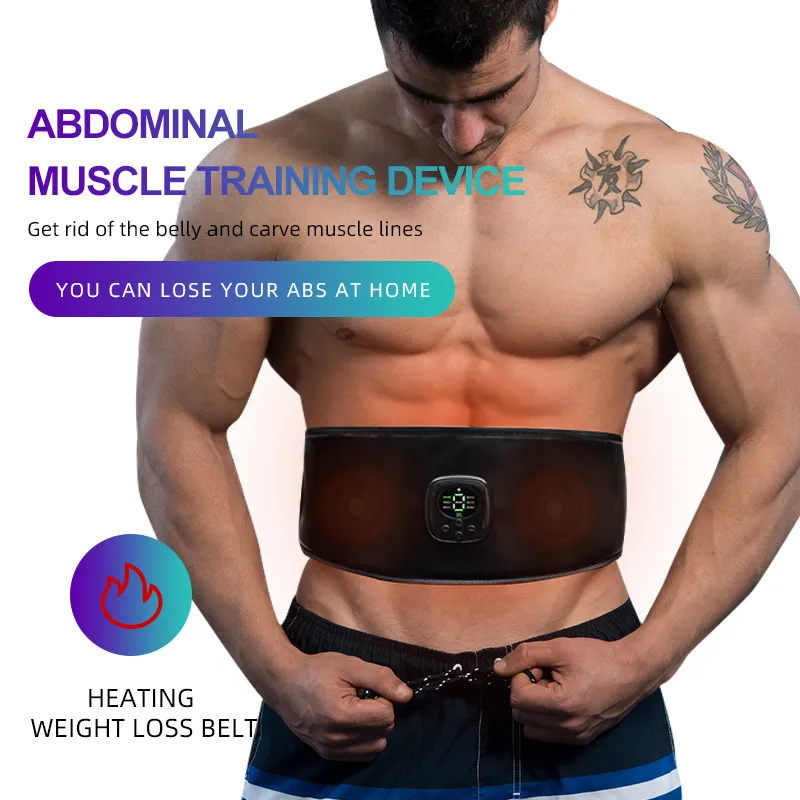 Masajeador de espalda Abdomen electrico Cinturon de adelgazamiento Cintura Equipo de fitness Calido Pu Instrumento Tonificacion abdominal Inalambrico
