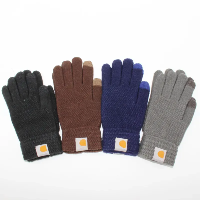 Gants de doigt complet chaud cyclisme conduite mode femmes hommes hiver chaud tricoté laine gant d'extérieur