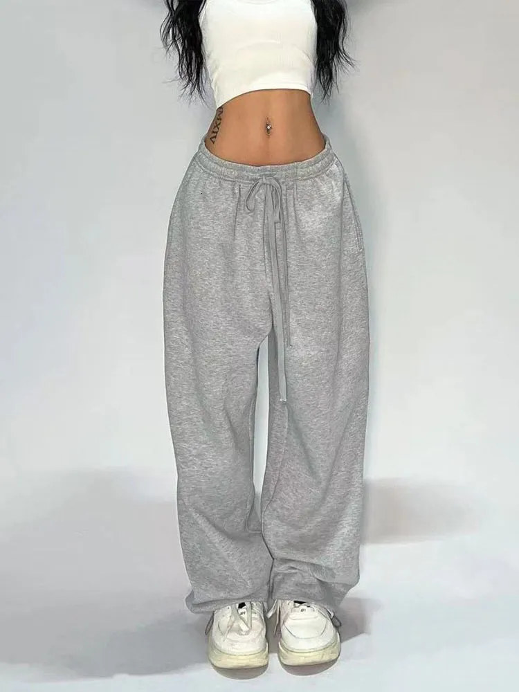 Women Capri Sweatpants Casual Loose Joggers Wide Leg Crop Drawstring Yoga  Pants