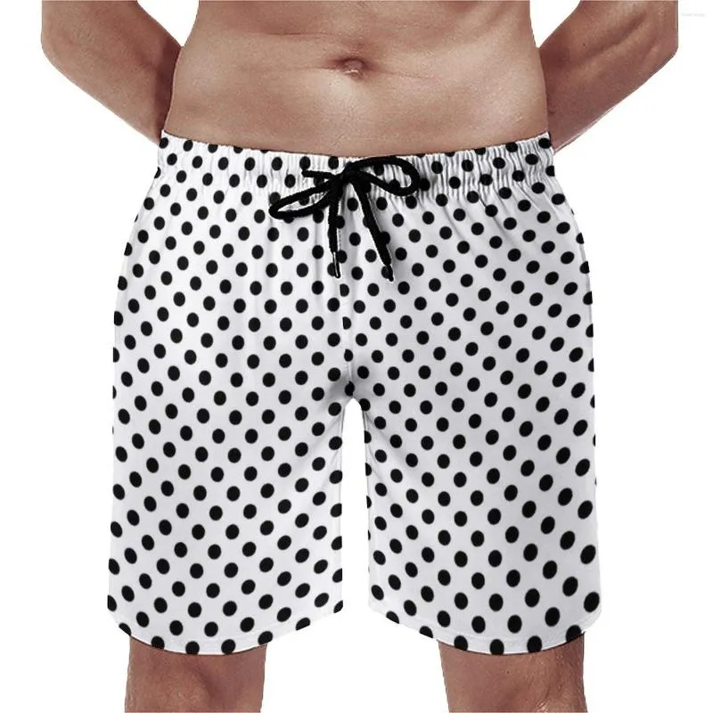Shorts pour hommes Black Polka Dots Board Summer Dot Circles Art Casual Beach Pantalons courts Hommes Sports Modèle à séchage rapide Maillots de bain