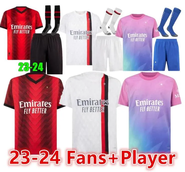 23 24 Giroud Pulisic Adult Soccer Jerseys 2023 24 Rebic Theo Bennacer Kessie de Ketelaere Rafa Leao Football Shirts Ac Milans Player Men Kid Yuniledi 16-4XL 666